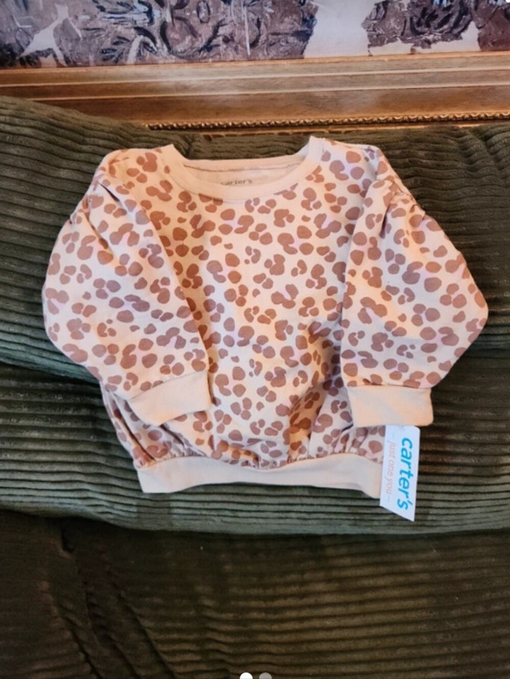 Carter's Cream Pullover with Tan Leopard Spots